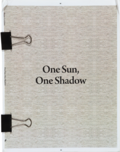 Shane Lavalette, <i>One Sun, One Shadow</I> book maquette (front cover)